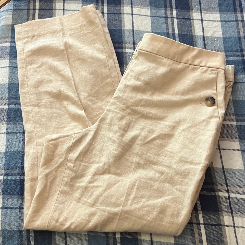 J Crew linen blend sailor pant with button pockets size 10